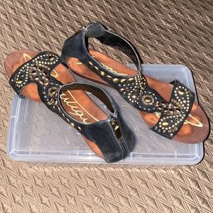 Zip Back Jeweled Sandal